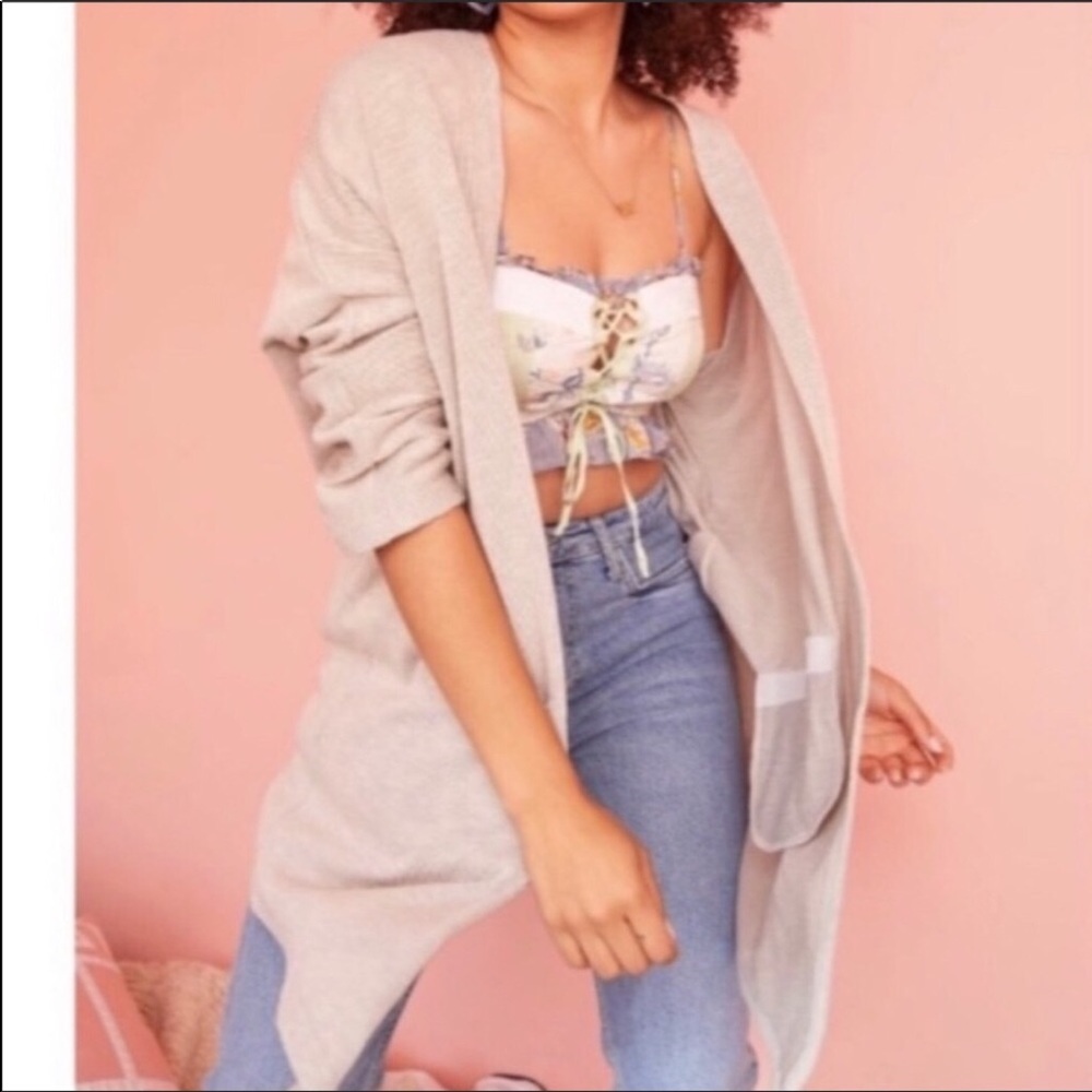 Anthropologie Donni Gray & White Striped Cardigan